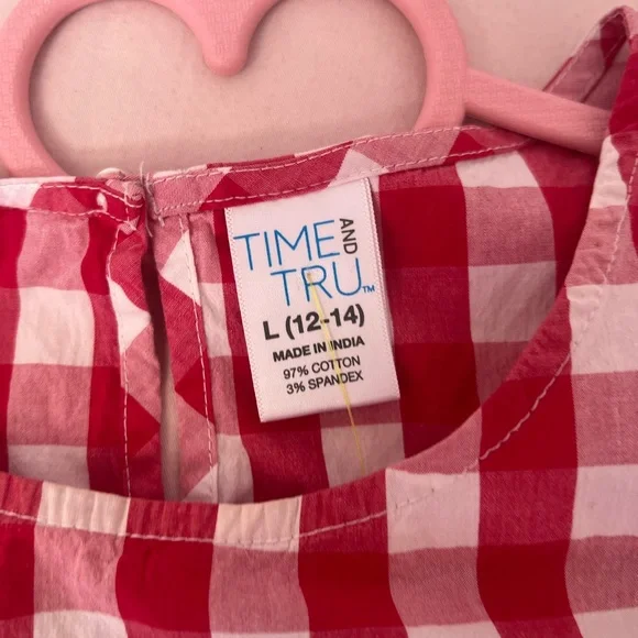 Time and Tru Red and White Checkered Top - Picture 2 of 2